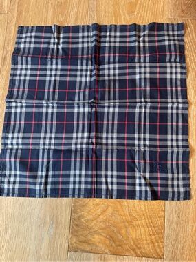 Vintage Burberry Navy Plaid Scarf